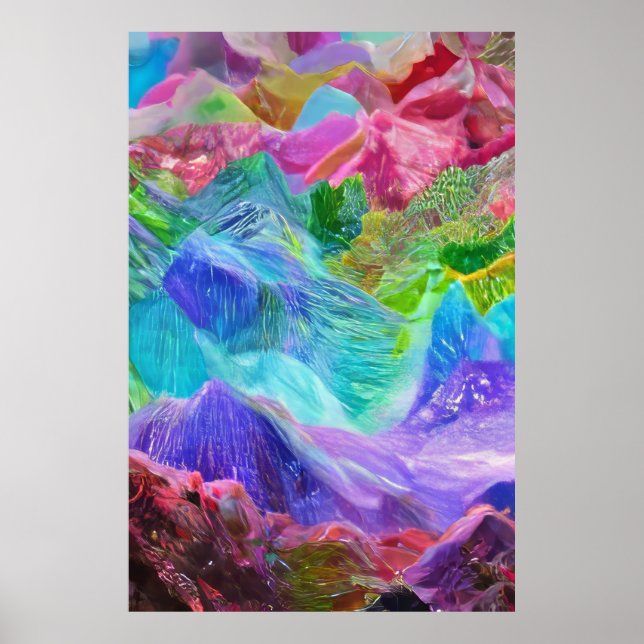 Poster Vibrant Crystal Mountain Abstrato (Frente)