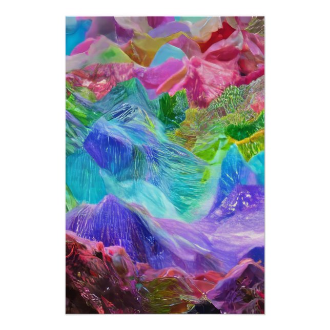 Póster Vibrant Crystal Mountain Abstrato (Frente)