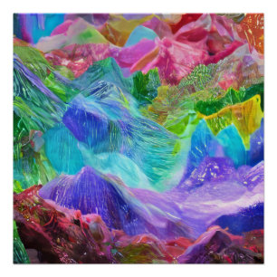 Póster Vibrant Crystal Mountain Abstrato