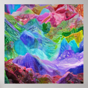 Poster Vibrant Crystal Mountain Abstrato