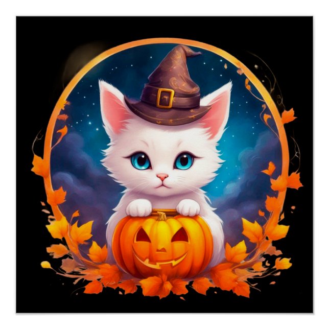 Póster Vibrant cute kitten halloween (Frente)