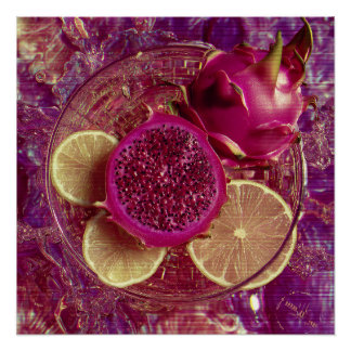 Póster Vibrant Dragon Fruit Lemon Bowl