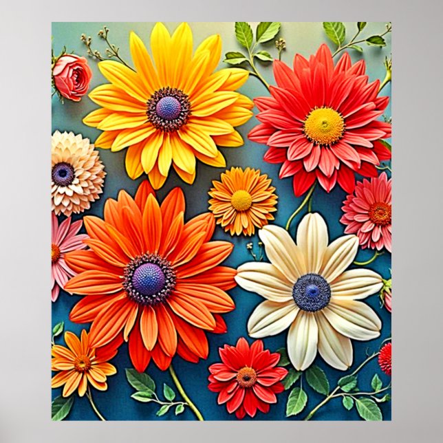 Poster Vibrant Floral Fantasy Design (Frente)