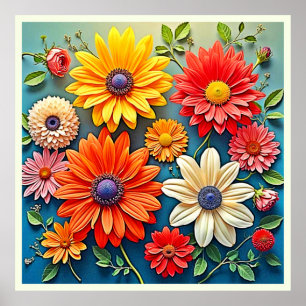Poster Vibrant Floral Fantasy Design