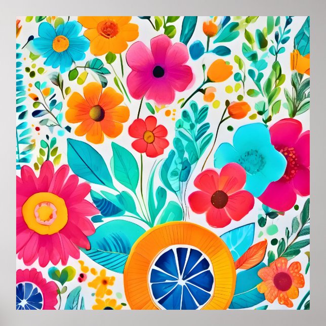 Poster Vibrant Floral Fiesta (Frente)