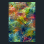 Póster Vibrant Fractal Nebula Swirl Energy<br><div class="desc">Swirling tendrils of electric turquoise, lime, cyan, fiery orange, magenta, and deep indigo explode across the frame in fractal-like motion. Gossamer threads of yellow-green and peach float like aurora ribbons through darker violet and navy veins, creating luminous depth and a sense of boundless creative energy. The soft, radiant texture evokes...</div>