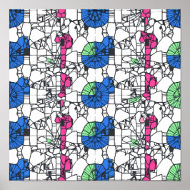 Poster Vibrant Geometric Abstract Seamless Fabric Paper