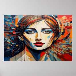 Poster Vibrant Geometric Woman Portrait Abstract