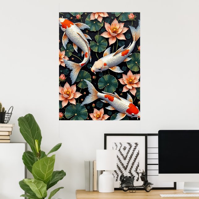 Poster Vibrant Koi Pond (Escritório em casa)