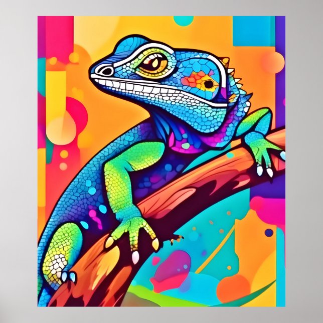 Poster Vibrant Lizard Trabalho de arte (Frente)
