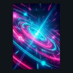 Poster Vibrant Magenta Cyan Neon Cosmic Pulse<br><div class="desc">Plunge into the depths of a high-tech universe with this mesmerizing vertical poster. This electrifying artwork captures a dynamic cosmic pulse, featuring brilliant light trails of glowing magenta and electric cyan swirling rapidly around a radiant central core. The dark, infinite space background, speckled with distant stars and energetic meteors, provides...</div>
