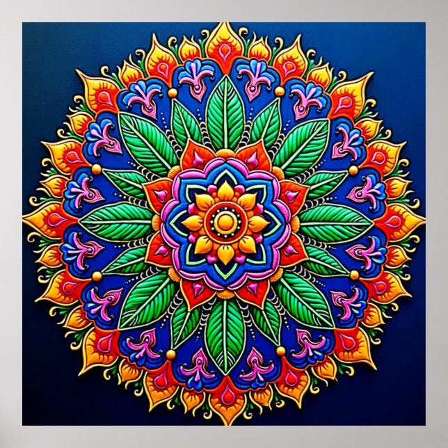 Poster Vibrant Mandala Artistry (Frente)