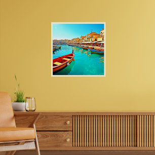 Poster Vibrant Mediterranean Port Life Design