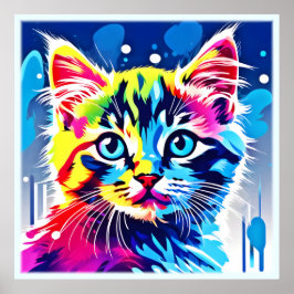 Poster Vibrant Neon Gatinho Art
