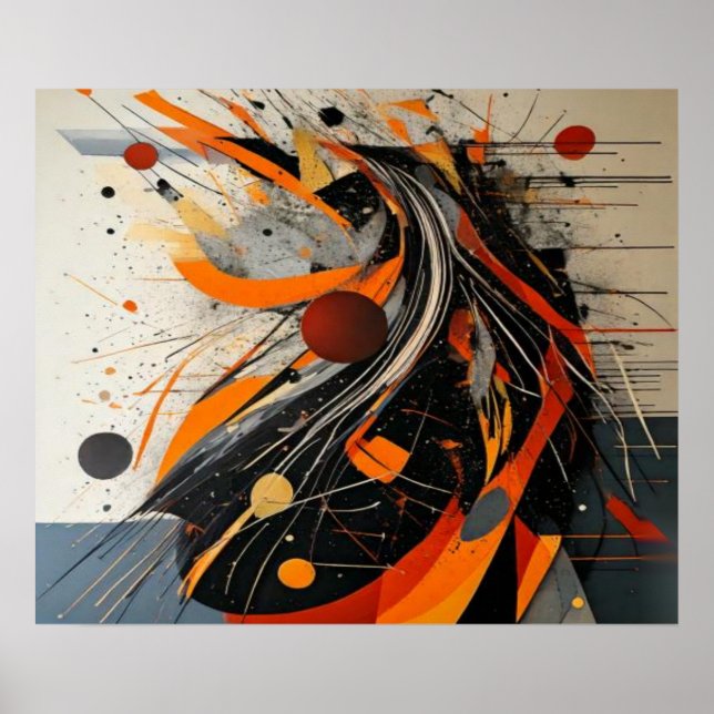 Poster Vibrant Paint Splatter Modern Abstract Art (Frente)