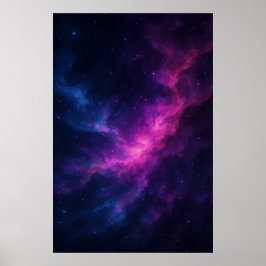 Poster Vibrant Pink & Blue Galaxy Nebula – Deep Space
