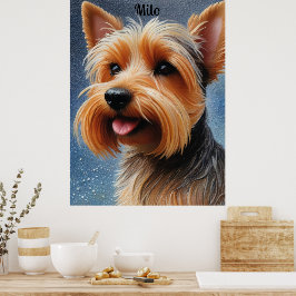 Poster Vibrant Pop Pointillism Yorkshire Terrier Art