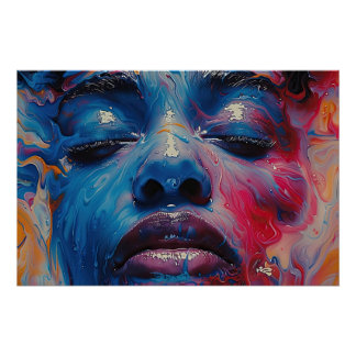 Póster Vibrant portrait of woman with colorful carnival h