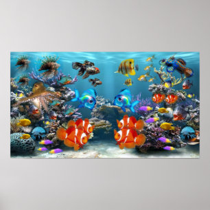 Poster Vibrant Tropical Aquarium