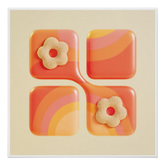 Póster Vibrant Tufted Flower 3D Art Print - Square Format