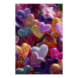 Póster Vibrant Valentine Poster – Fantasy Hearts Design 