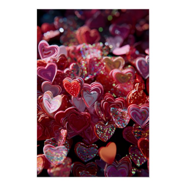 Póster Vibrant Valentine Poster – Fantasy Hearts Design  (Frente)