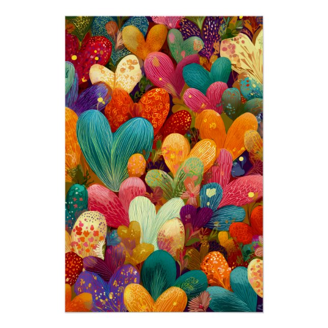 Póster Vibrant Valentine Poster – Fantasy Hearts Design  (Frente)
