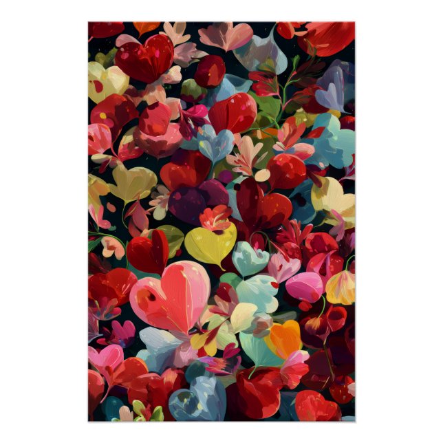 Póster Vibrant Valentine Poster – Fantasy Hearts Design  (Frente)