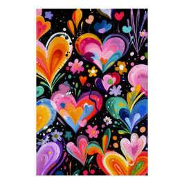 Póster Vibrant Valentine Poster – Fantasy Hearts Design