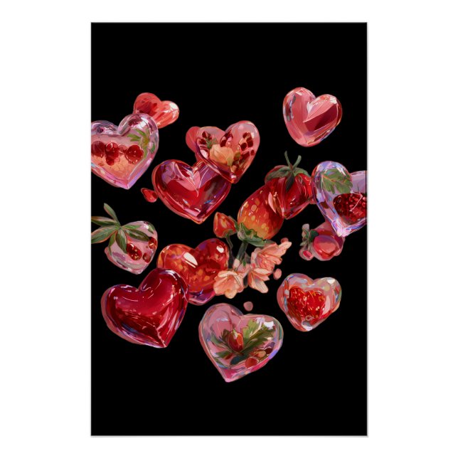 Póster Vibrant Valentine Poster – Fantasy Hearts Design  (Frente)