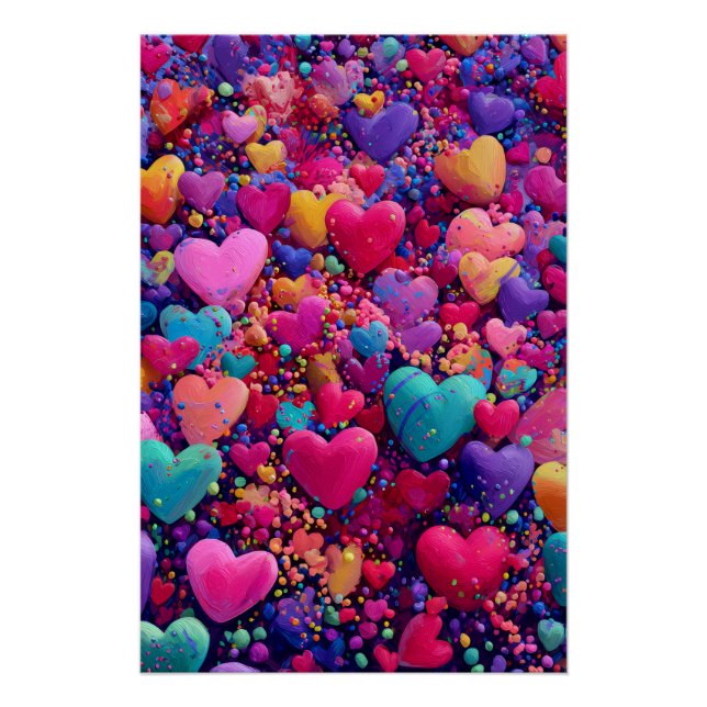 Póster Vibrant Valentine Poster – Fantasy Hearts Design  (Frente)