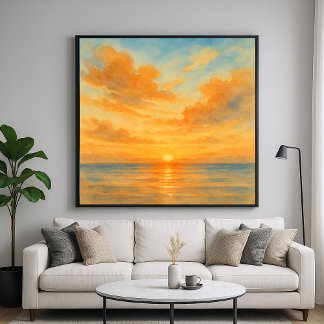 Poster Vibrant Watercolor Style Sunset Seascape