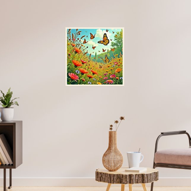 Poster Vibrant Wildflower Butterfly Joy Design (Sala de Estar 3)