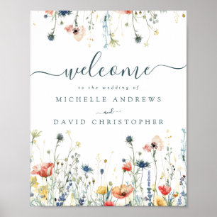 Poster Vibrant Wildflower Wedding Bem-vindo