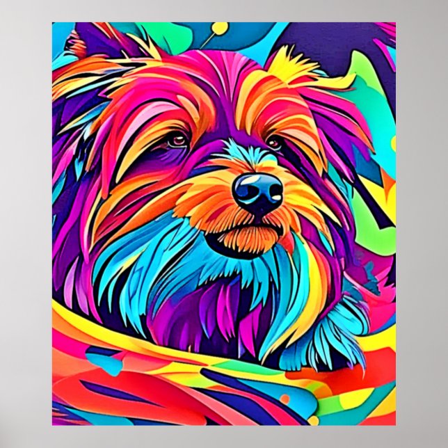 Poster Vibrant Yorkie Pop Art (Frente)