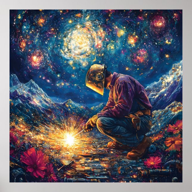 Poster Vibrante De Arsoldadura Floral-Abstrato (Frente)