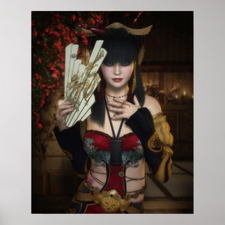 Poster vibrante de Lady under Blossoms com ventila