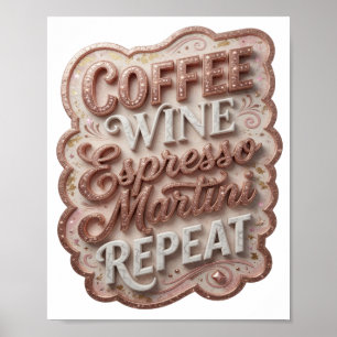 Poster Vibrante Dourado CAFÉ VINHO ESPRESSO MARTINI REPEA