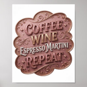 Poster Vibrante Dourado CAFÉ VINHO ESPRESSO MARTINI REPIT