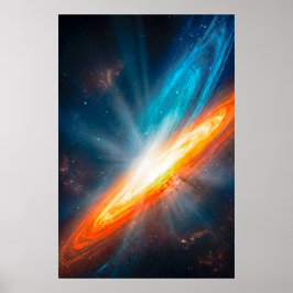 Poster Vibrante Galáxia Cósmica Ficção Científica Laranja