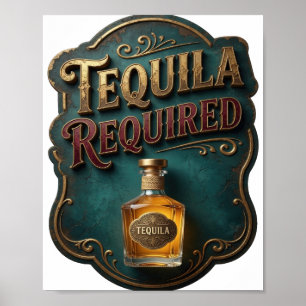 Poster Vibrante Ouro TEQUILA NECESSÁRIO