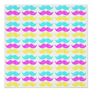 Póster Vibrante Padrão de Bigode CMY Sobreposto
