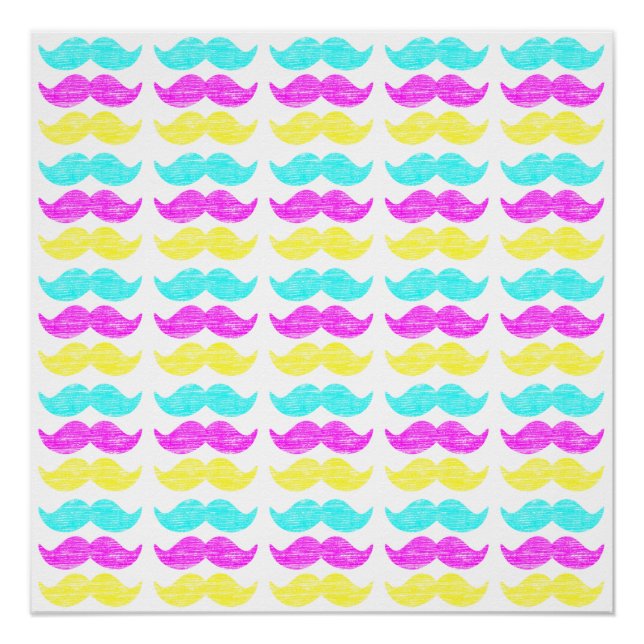 Póster Vibrante Padrão de Bigode CMY Sobreposto (Frente)