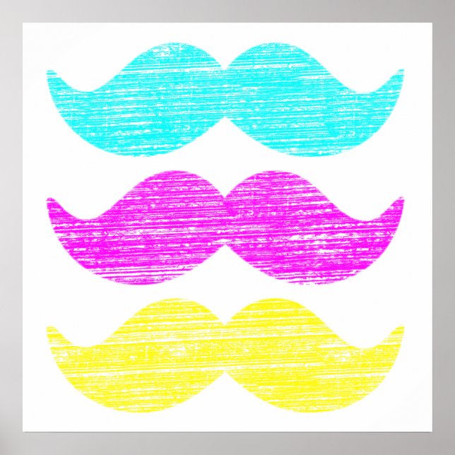Poster Vibrante Padrão de Bigode CMY Sobreposto (Frente)