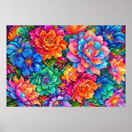 Poster Vibrante Paisagem de Sonhos com Flores – Boho Psic