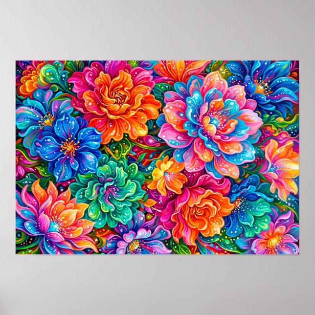 Poster Vibrante Paisagem de Sonhos com Flores – Boho Psic (Frente)