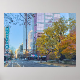 Poster Vibrante Paisagem Urbana de Portland Oregon no Out
