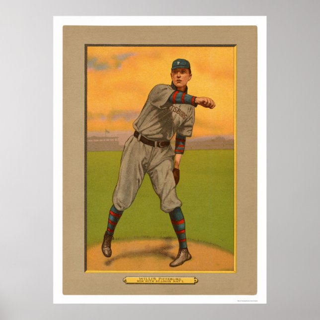 Poster Vic Willis Pirates Cardinals Baseball 1911 (Frente)