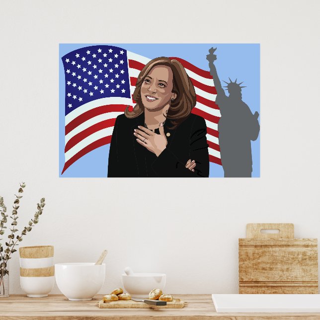 Poster Vice Pres Kamala Harris Bandeira da Liberdade (Cozinha)