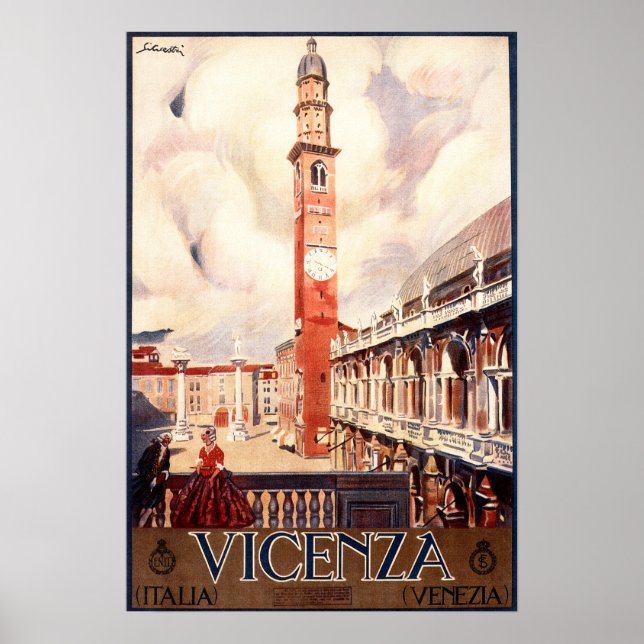 Poster VICENZA Basilica Palladiana Vintage Viagem italian (Frente)